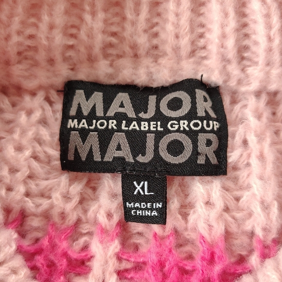 Major Label Group Pink Heart Pattern Sweater Size XL - Picture 5 of 6